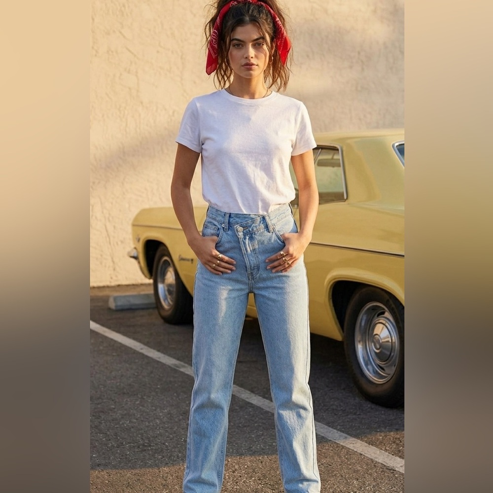 High-Rise Light Wash Women's Straight Jeans